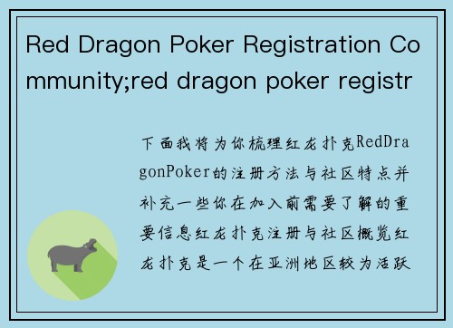 Red Dragon Poker Registration Community;red dragon poker registration community